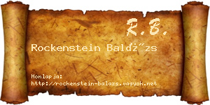Rockenstein Balázs névjegykártya